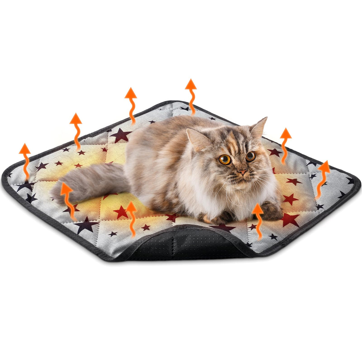 Clysee Self Warming Cat Bed Self Heating Dog Mat Star Pattern Warm Thermal Pet Pad Reflects Body Heat Washable Soft Puppy Crate Pad Anti Slip Kennel Mat Blanket for Indoor Pets (18 x 18 Inches)